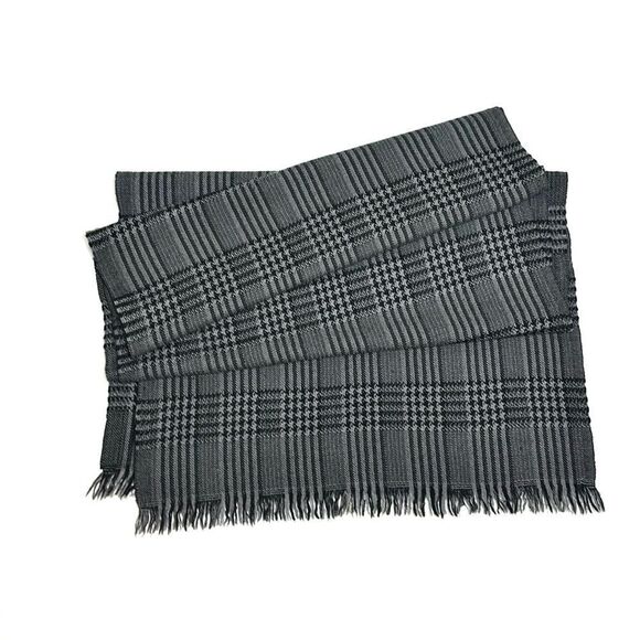 ETRO Milano Wool Oblong Scarf Gray Glen Plaid Men’s Women’s 18x72” - Picture 6 of 8